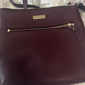 Kate Spade Dark Red Crossbody Bag with Gold Accents